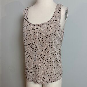 Sleeveless Scoop Neck Tank Top in Taupe Floral Print